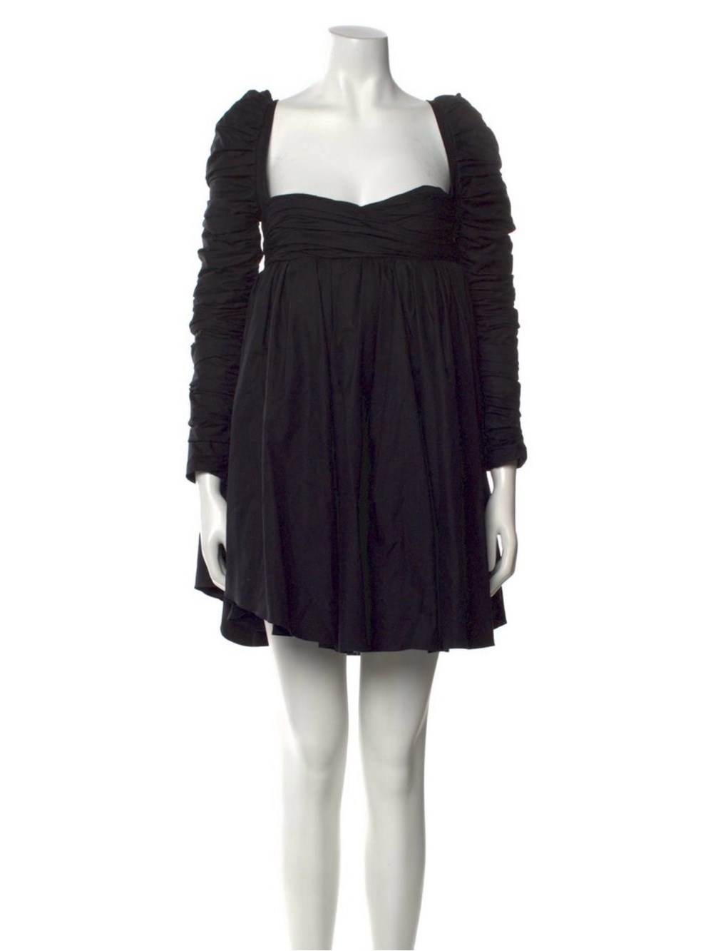KHAITE Black Long-Sleeve Mini Dress